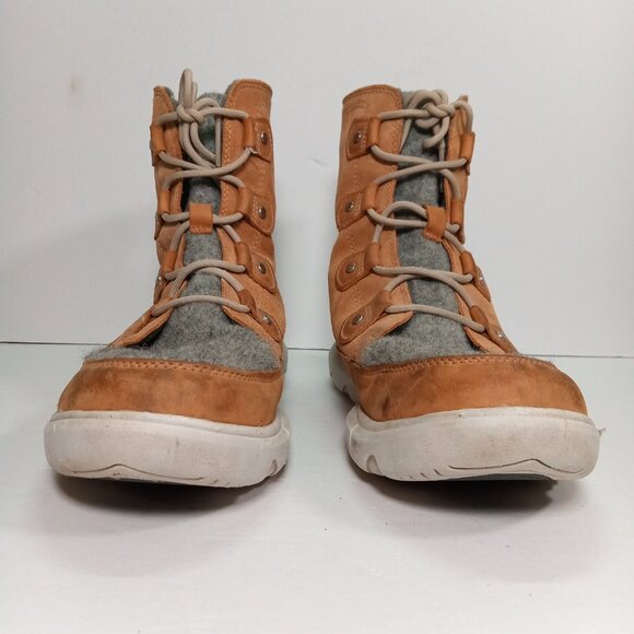 SOREL Explorer II Joan Winter Boots Women 11 Suede Leather Tan Gray Ankle - Picture 8 of 15